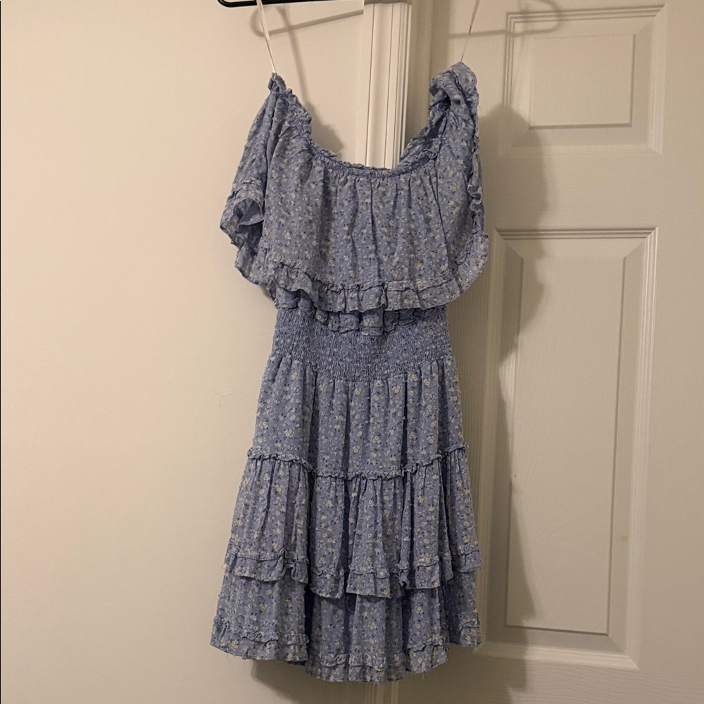 Forever 21 Blue Floral Ruffle Mini Dress
